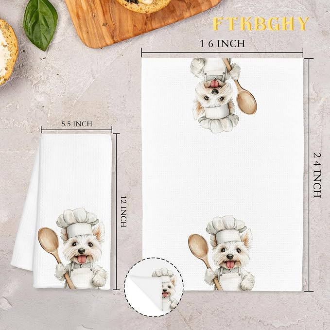 Funny West Highland Terrier Chef Kitchen Towels Gifts, West Highland Terrier Dog Gift, Chef Gifts for Women Men, Dog Lover Gift Decor Dish Hand Tea Towels for Kitchen Bakery, 16x24 Inch