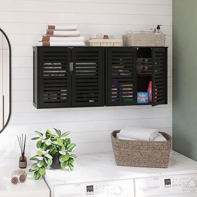 HITNET Black Bathroom Storage Cabinet, Hanging Medicine Cabinet