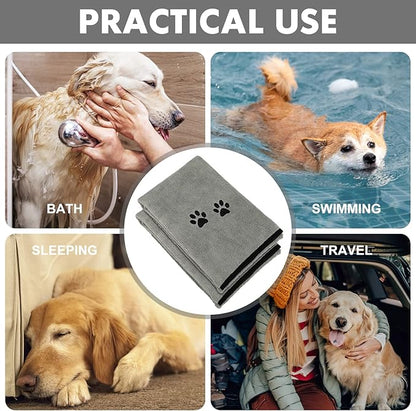 Wipela 2Pieces Microfiber Pet Bath Towel Dog Towel.Dog Towel Soft Absorbent Drying for Small Medium Large Dogs and Cats with Great for Bathing and Grooming (35 x 20 Inch Grey)