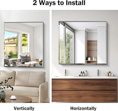 CILIBER Beveled Bathroom Mirror, 36x40 Inch Large Bathroom Mirrors