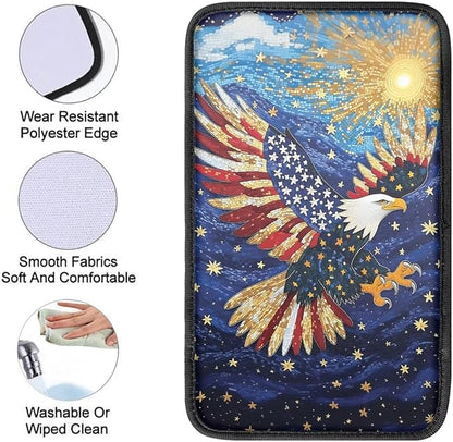 Dreaweet 250th Anniversary Center Console Cover Patriotic Eagle Middle Console Covers for SUV Truck Universal Fit Arm Rest for Car Armrest Storage Box Mat