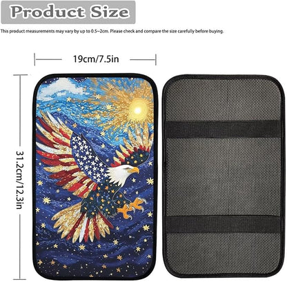 Dreaweet 250th Anniversary Center Console Cover Patriotic Eagle Middle Console Covers for SUV Truck Universal Fit Arm Rest for Car Armrest Storage Box Mat
