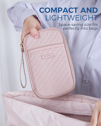 BAGSMART Cord Organizer Travel Cable Organizer Bag Tech Electronic Organizer Travel Case, Travel Essentials for Charger, Cable, Phone, Flash drive, Single Layer - Pink