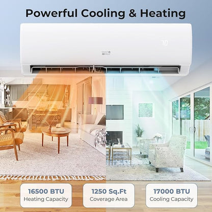 COSTWAY 17000 BTU Mini Split Air Conditioner, 208/230V 17 SEER2 Wifi Enabled