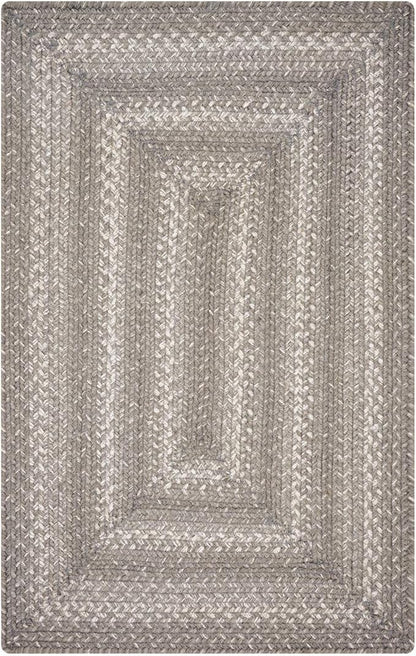 Homespice Grey Cloud Jute Braided Area Rug 6x9' - Country Style Woven Rug for Living Room and Dining Room