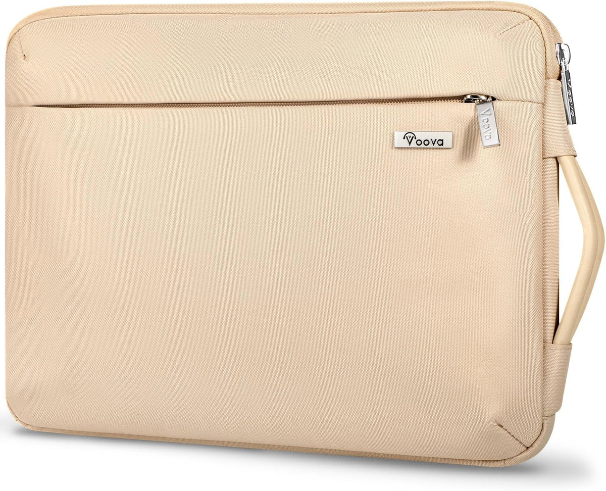 Voova Laptop Sleeve Case 14 15 Inch with Handle, 360° Protective Waterproof Slim Computer Bag Cover Compatible with MacBook Air 15 M2/M3/M4 2024-2025, MacBook Pro 14/15, Hp Chromebook 14, Beige