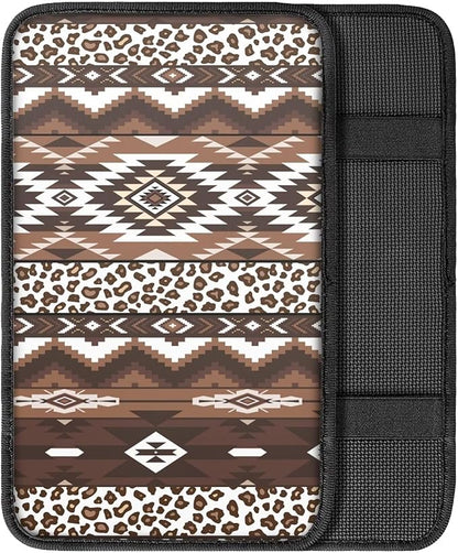 Tribal Aztec Center Console Cover Easy to Install Car Armrest Cushion Protector Protect from Pet Claws Soft Universal Fit for Vehicles,Cars,Suvs,Vans,Sedans