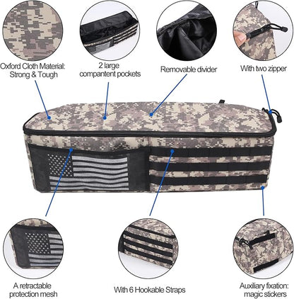 Car Trunk Organizer Compatible with Toyota FJ Cruiser 2007-2021, Rear Storage Organizer With American Flag, Multi-Compartment Oxford Cloth Car Storage Bag Space Saving (Camouflage-Left Side)