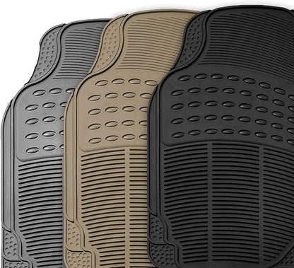 FH Group Trimmable Non-Slip Rubber Floor Mats Full Set - Universal Fit for Cars Trucks and SUVs (Black) F11305