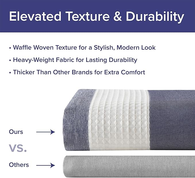 Madison Park Shower Curtain Spa Waffle Weave Wide Shower Curtain for Bathroom 3M Scotchgard Moisture Management, Spa Quality Modern Shower Curtains for Bathroom, Extra Width: 108"x72" Blue Ombre