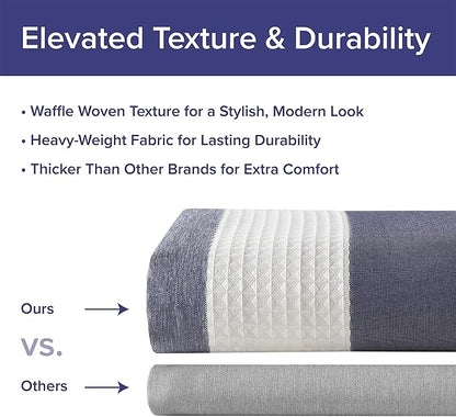 Madison Park Shower Curtain Spa Waffle Weave Wide Shower Curtain for Bathroom 3M Scotchgard Moisture Management, Spa Quality Modern Shower Curtains for Bathroom, Extra Width: 108"x72" Blue Ombre