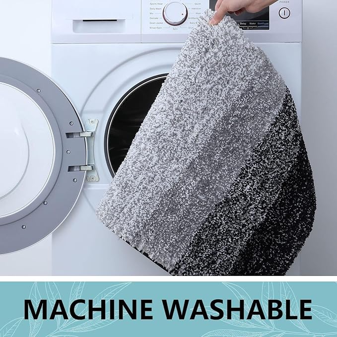 Arotive Microfiber Bathroom Rugs, Shaggy Soft and Absorbent Bath Rug, Non-Slip, Thick Plush Machine Washable Dry Bath Mats for Bathroom, Tub and Shower, 70x24, Black, Rectangular