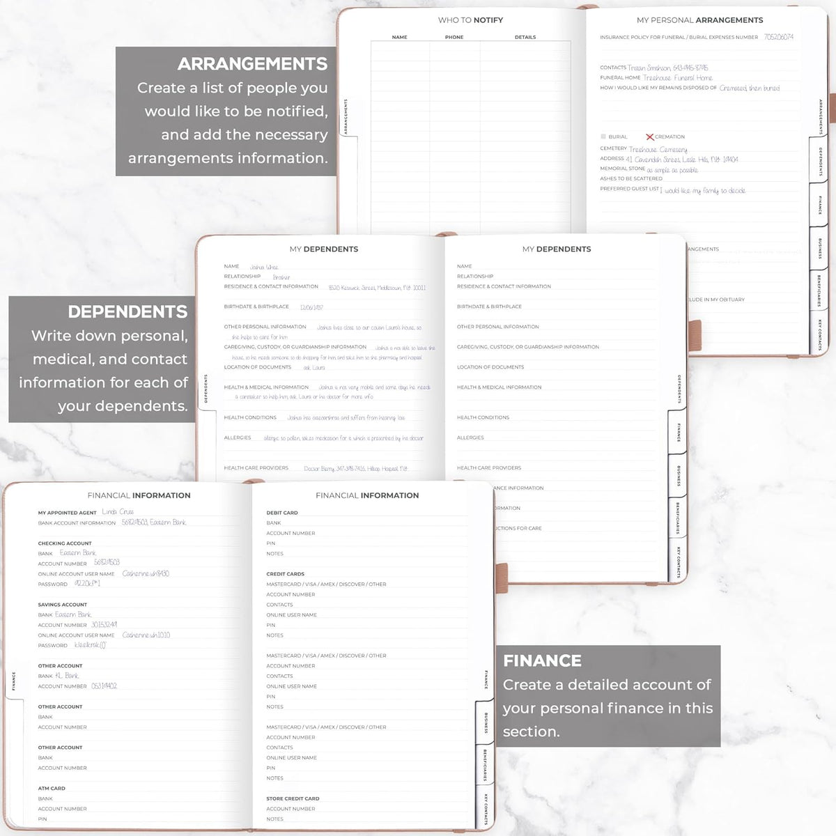 Clever Fox End of Life Planner – Final Arrangements Organizer for Beneficiary, Will Preparation, Last Wishes & Funeral Planning, A4 (Rose Gold)