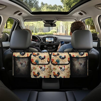 Chicken Rooster Car Trunk Organizer Collapsible Back Seat Large Storage Organizer Bag Auto Trunk Cargo Organizer Groceries Tote Fits for SUV Trucks Sedan