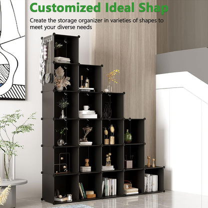C&AHOME Cube Storage Organizer, 20-Cube Shelves Units, Closet Cabinet, DIY Plastic Modular Book Shelf, Ideal for Bedroom, Living Room, Office, 48.4" L x 12.4" W x 60.6" H Black UPCS20H
