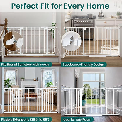 Cumbor Extra Wide Baby Gate, 36.6-69" Walk-Through Dog Gate
