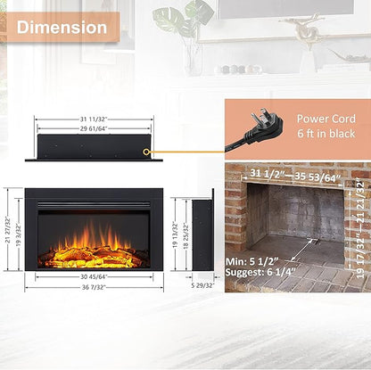 LegendFlame Jaden 36" W x 22" H Electric Fireplace Insert