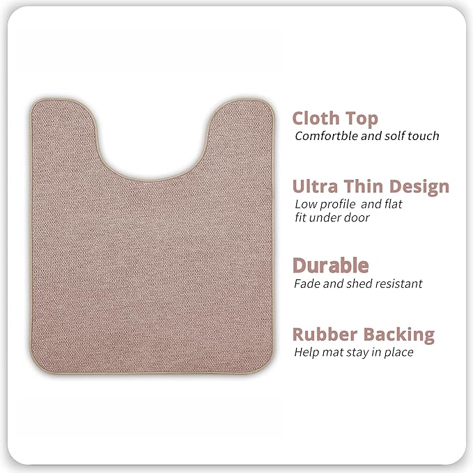Bosap Toilet Rugs U Shaped Bathroom Rug,Machine Washable Non Slip Quick Dry Super Absorbent Ultra Thin Toilet Mats for Bathroom Toilet.Beige,1'8"x2'(20x24inch)