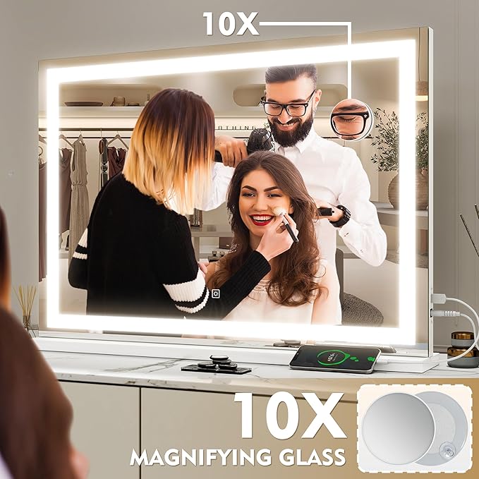 ROLOVE Vanity Mirror with Lights, LED Makeup Mirror, USB Charging Port