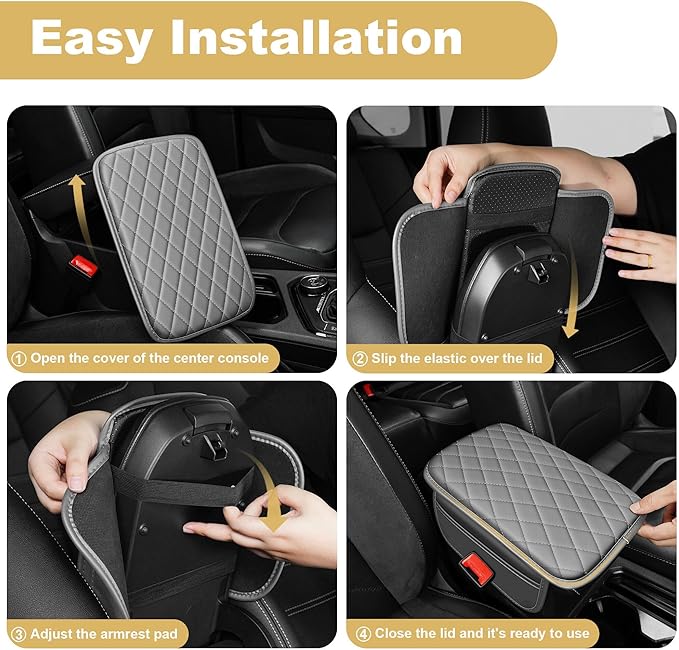Center Console Cover Fit for CR-V: Scratch and Wear Resistant Console Cover Leather with 2 Storage Bags -Upgraded Armrest Coverfor Car,Anti-Scratch Auto Armrest Pad Accessory （Black