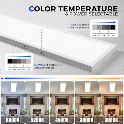 Barrina 1x4 LED Flat Panel Light, 8640LM 72W, 0-10V Dimmable, Brightness & 5CCT