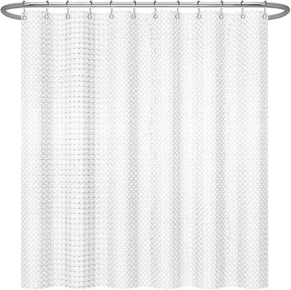 ggaimwf 72x72 Inch Solid Color Shower Curtain for Bathroom Waffle Bath Water Resistant Fabric Curtains White Modern Thick Shower Stall Curtain with Metal Hooks