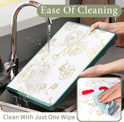 Shelf Liners for Kitchen Cabinets 12in x 20FT Non Adhesive Drawer Liner Gold Floral Thickened Shelf Liner Paper Strong Non-Slip Easy to Clean for Tool Box Refrigerator with Knife and Tape Measure