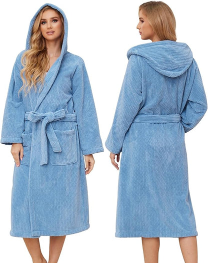 PJGGZ Hooded Bathrobes for Women, Soft Long Towel Robes for Women - Quick Dry yet Warm