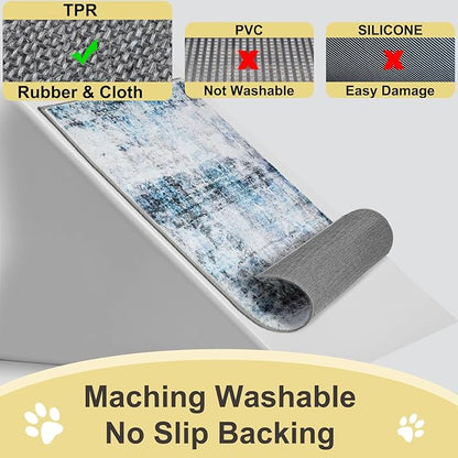 COMSLE Door Mat, Front Door Mat Indoor for Entrance Faux Wool Absorbent Non Slip Modern Throw Rug for Entryway Hallway Muddy Paws - Pet Friendly, 24x36 Inches,Smashing Blue Machine Washable