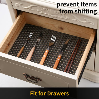 iwtmm Drawer Shelf and Cabinet Liners Non-Adhesive Extra Strong Grip - Keep Items in Place for Kitchen, Bathroom, Office & Wardrobe, Heavy Duty Anti-Slip Liners for Cabinets, Cupboards, Drawers