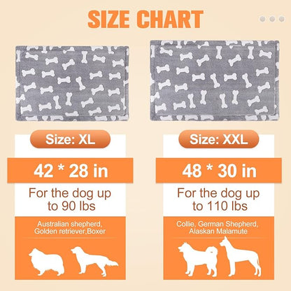 BEAUTYZOO Dog Bed Crate Pad 42 x 28 inch, Washable Dog Crate Mat for X-Large Sized Dogs, Anti-Slip Pet Crate Bed Kennel Pad, Durable Cozy Puppy Sleeping Mat Rectangle Mattress, Bone