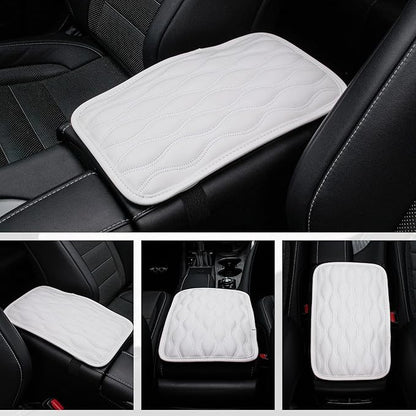 Amiss Auto Center Console Pad, Universal Waterproof Car Armrest Seat Box Cover, Car Interior Accessories, Leather Auto Armrest Cover Protector for Most Vehicle, SUV, Truck, Car (White)