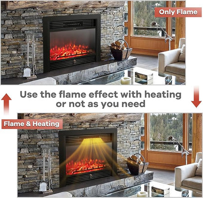 Giantex 28.5" Electric Fireplace Insert, Wall Recessed/Mounted, Freestanding