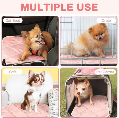 Clysee 2 Pack Self Heating Cat Mat Self Warming Pet Pads Washable Kennel Mat Dog Crate Pad Reflects Body Heat Non Skid Cat Thermal Pads for Puppy Indoor Outdoor(Pink,16 x 20 Inches)