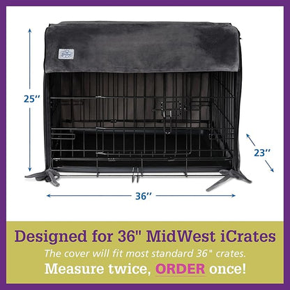Pet Dreams Dog Crate Cover - Breathable Fabric Kennel Topper for Double-Door Crates, Fits iCrate Dog Cages 18, 24, 30, 36, 42, 48 Inches (Blue, Large, 36")