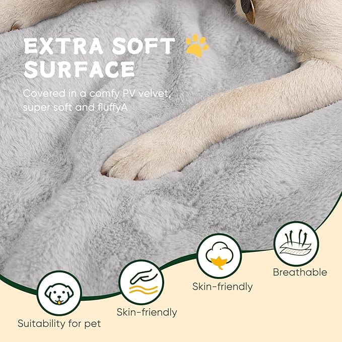 ZENGAOOU Washable Dog Bed for Crate, Ultra Soft Plush Kennel Mat for Medium Large Dogs, Non Slip Cushion for Metal Dog Crates, Indoors or Travel, 36 x 23 Inch, Grey