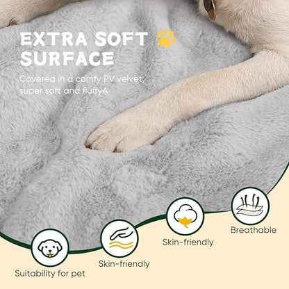 ZENGAOOU Washable Dog Bed for Crate, Ultra Soft Plush Kennel Mat for Medium Large Dogs, Non Slip Cushion for Metal Dog Crates, Indoors or Travel, 36 x 23 Inch, Grey