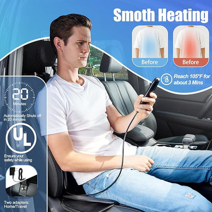 Back Massager with Heat & Traction & Vibration, Seat Massager Pad