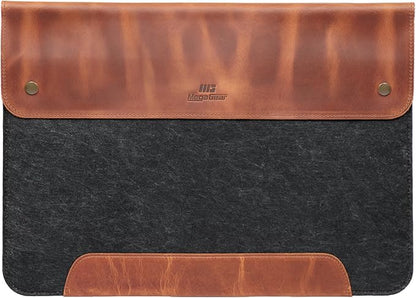 MegaGear Genuine Leather and Fleece MacBook Bag Laptop Sleeve for MacBook Pro and MacBook Air Case - 16 Inch - 15 Inch - 15.5 Inch (M4, M3, M2, M2, M1, Pro & Max) 2020 to 2024 Models