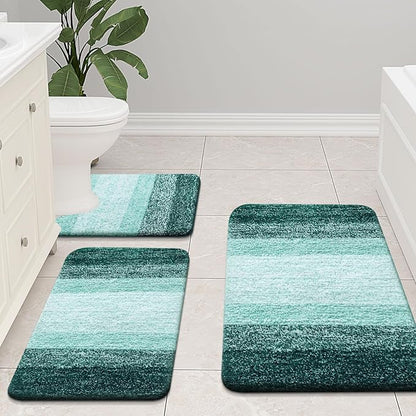 Arotive Microfiber Bathroom Rugs, Shaggy Soft and Absorbent Bath Rug, Non-Slip, Thick Plush Machine Washable Dry Bath Mats for Bathroom, Tub and Shower, 54x24, Dark Green, Rectangular