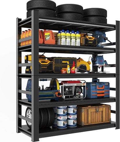 Heavy Duty 5-Tier Garage Shelf Steel Unit 3000lb Capacity | Garage & Basement Storage | Industrial Metal Shelving for Warehouse Workshop | Adjustable Rust-Resistant (72"H x 36"W x 16"D, Black)