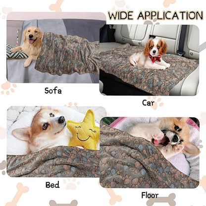 Rezutan 1 Pack 3 Blankets for Dogs, Dog Blanket for Large & Medium Pet Cat, Premium Soft Fluffy Suitable for Dog Kennels & Beds, Sofas, Gifts Puppy Essentials, 41x31inch, Tan