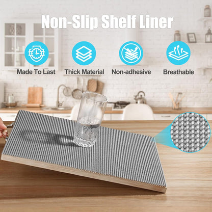 Songrey Non-Adhesive Drawer and Shelf Liner, Non Slip Cabinet Liners, Protect Kitchen Cupboard, Bathroom Drawers, Breathable, Thick Strong Grip mat (20IN x 20FT, Light Gray)