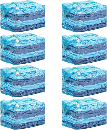 TAILI 8 Pack Vacuum Storage Bags, Jumbo Cube (31x40x15 Inch), Extra Large Vacuum Seal Bags for Clothing, Comforters, Blankets, Bedding, Sweater, Space Saver, Closet Organizers, Blue