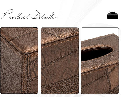 Colylan Tissue Box Cover Rectangular Tissue Box Holder for Bathroom (Retro Brown)