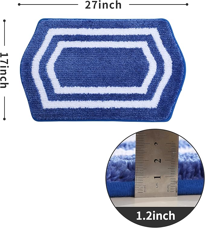 COSY HOMEER Extra Thick Bath Linen Sets Rugs - Anti-Slip Bath Mats Soft Plush 100% Strong Polyester Living Room Bathroom Water Absorbent(Blue,17x27 - Inches)