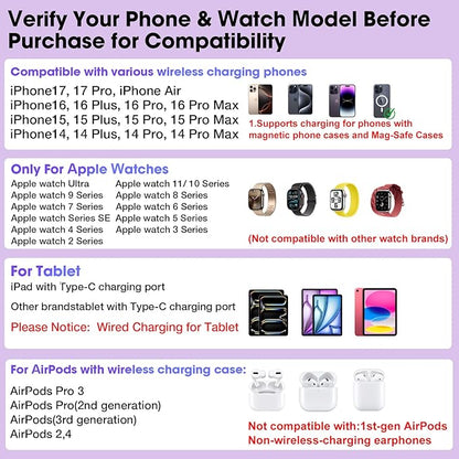 30W Charging Station for Apple Products, Foldable Wireless Charger