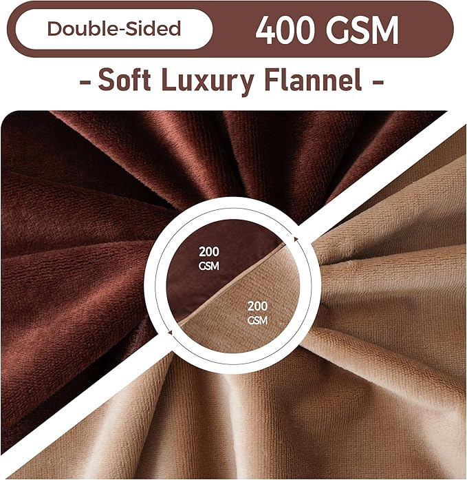 CAPT.SNOOZE Water Proof Blanket 50x60 Inches - Reversible Flannel Blanket for Bed, Sofa,Couch- Spillproof, Leakproof Soft Double-Sided Brown Throw Blanket for Adults, Pets, Couples