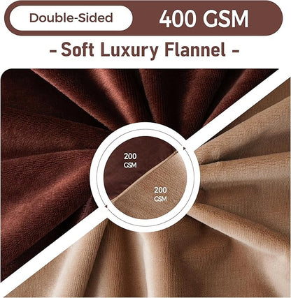 CAPT.SNOOZE Water Proof Blanket 50x60 Inches - Reversible Flannel Blanket for Bed, Sofa,Couch- Spillproof, Leakproof Soft Double-Sided Brown Throw Blanket for Adults, Pets, Couples