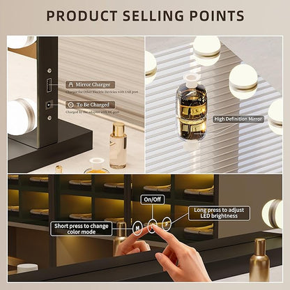 Vanity Mirror with Lights Lighted Makeup Mirror with Dimmable LED Bulbs